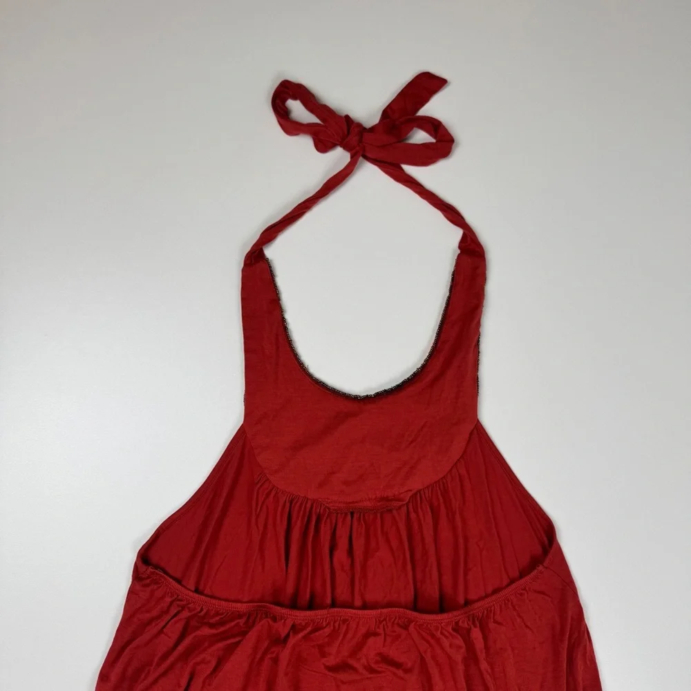 Vintage Y2K Twenty One Beaded Halter Top Micro Mini Dress Size Small Boho Fairy - Picture 8 of 11